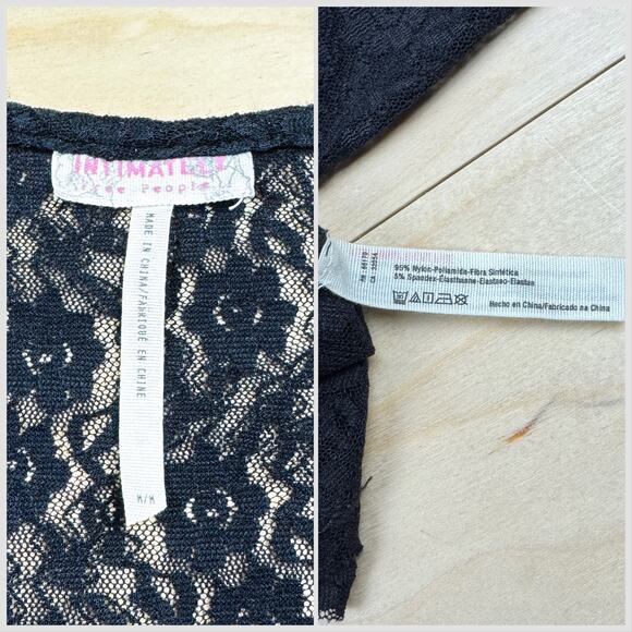 Free People Sheer Black Lace Long Sleeve Mini Dress - Picture 6 of 8